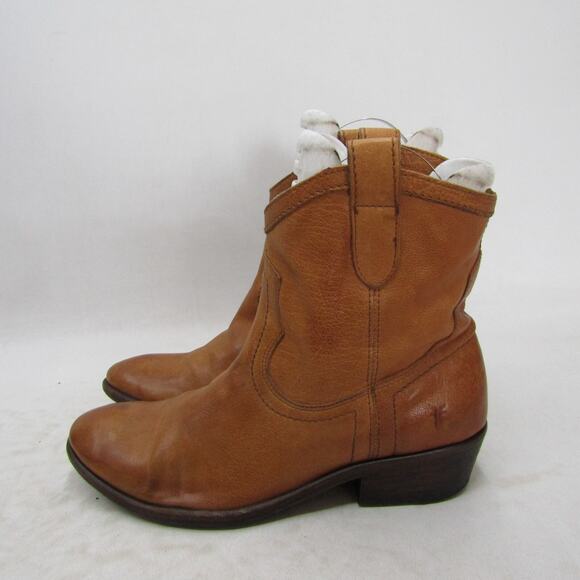 FRYE Womens Size 7.5 B Light Brown Leather Cowboy Fashion Ankle Boots - Picture 1 of 10
